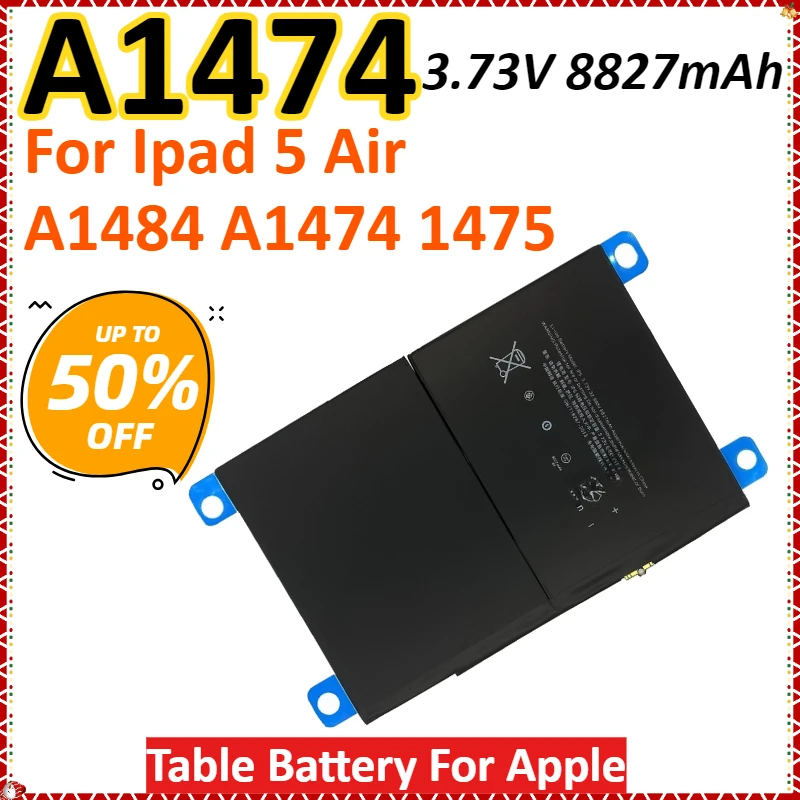 

New A1474 3.73V 8827mAh 32.9mAh Tablet Battery For Apple Ipad 5 Air A1484 A1474 1475 High Quality Rechargeable Battery