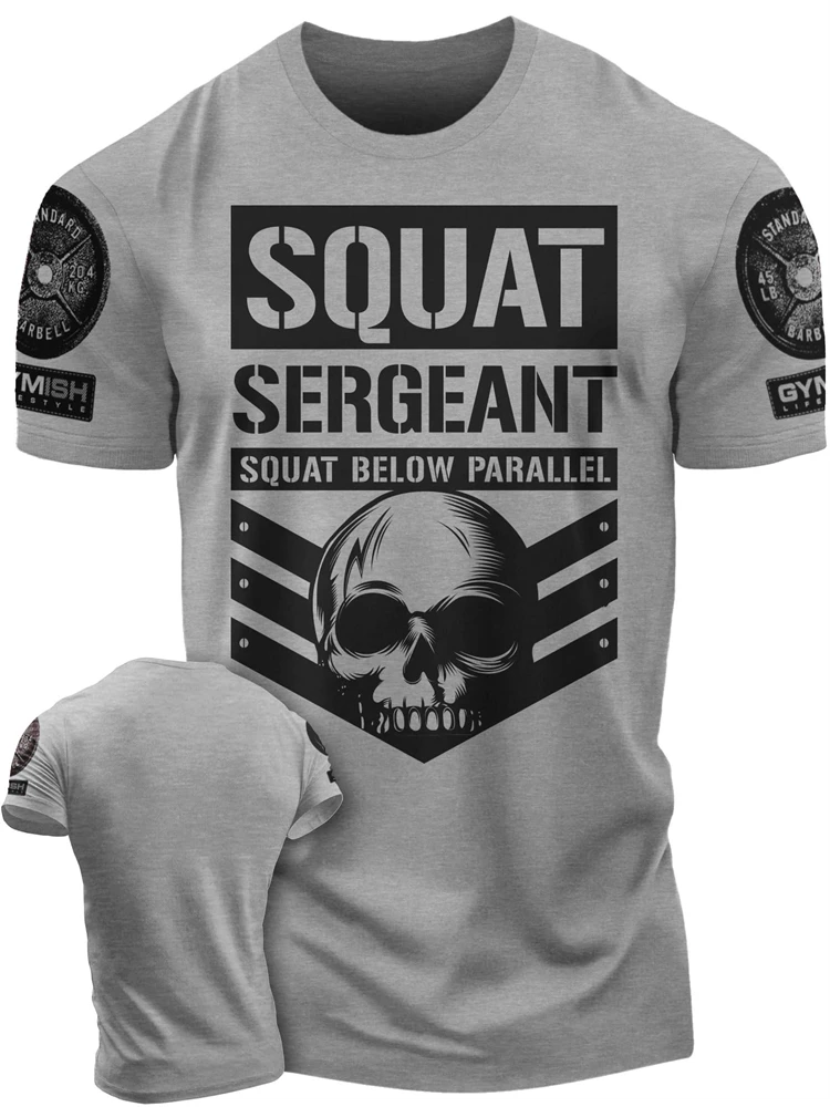 Men\'s T-shirt Street Sports Gym Sergeant Skull Print Outdoor Everyday Trend Short Sleeve T-shirt Men\'s T-shirt Multi-colored