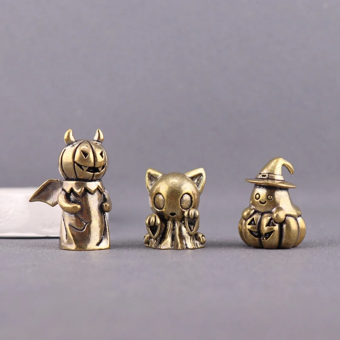 Copper Halloween Figure Home Decor Demon Ghost Cat Ghost Pumpkin Ghost Decorative Desktop Tea Pet Craft Ornament