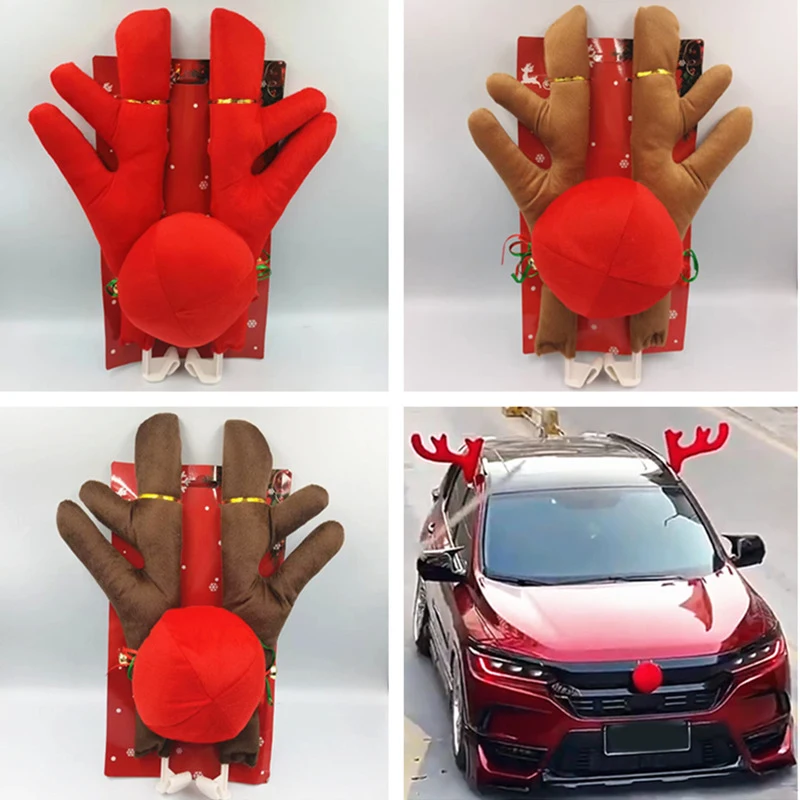 Corna di Natale Decorazione di corna di auto Decorazioni natalizie Decorazioni per auto Corna di alce Decorazione del tetto dell'auto Puntelli per foto