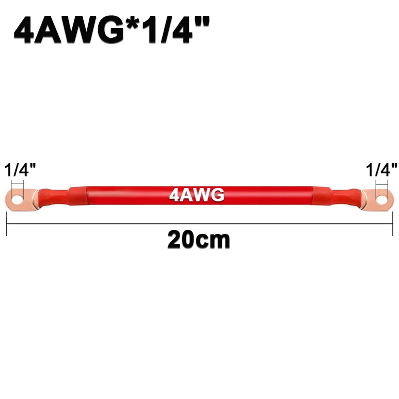 1PC 4AWG Soft Silicone Connecting For Inverter Car Solar Car Battery Connection Line Cable Tinned Copper Wire With Copper M6