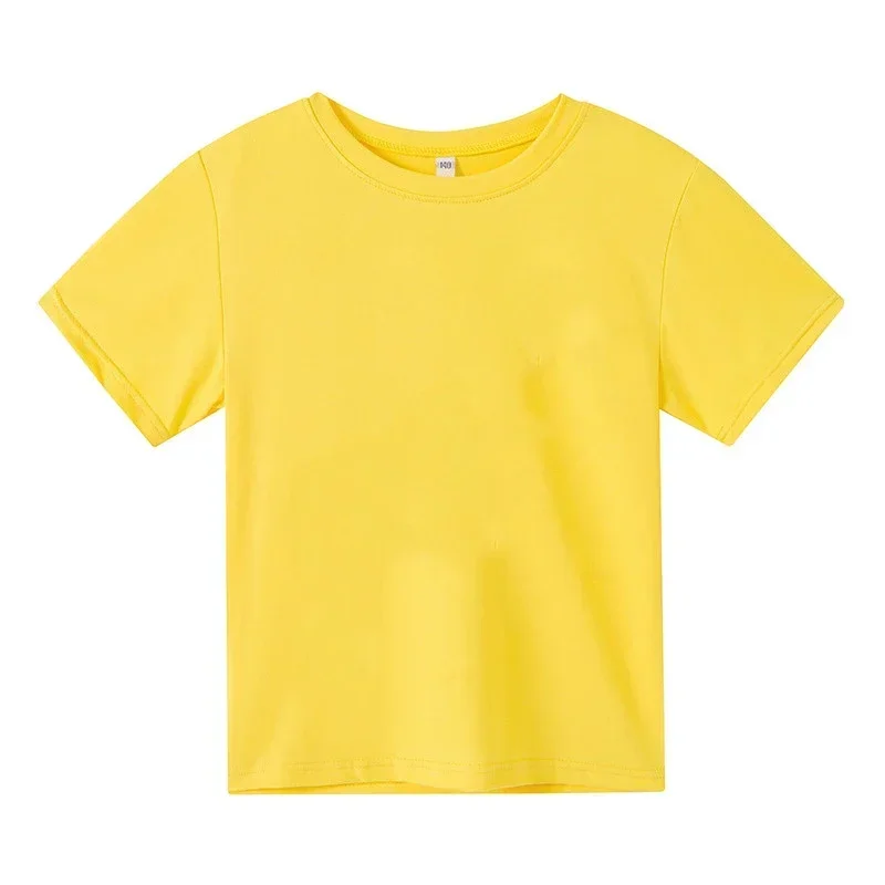 Solid T-shirt for Boys Girls Children Plain Cotton Summer Kids Tops Tees Baby Kids Blouse Clothes 4-14 Years