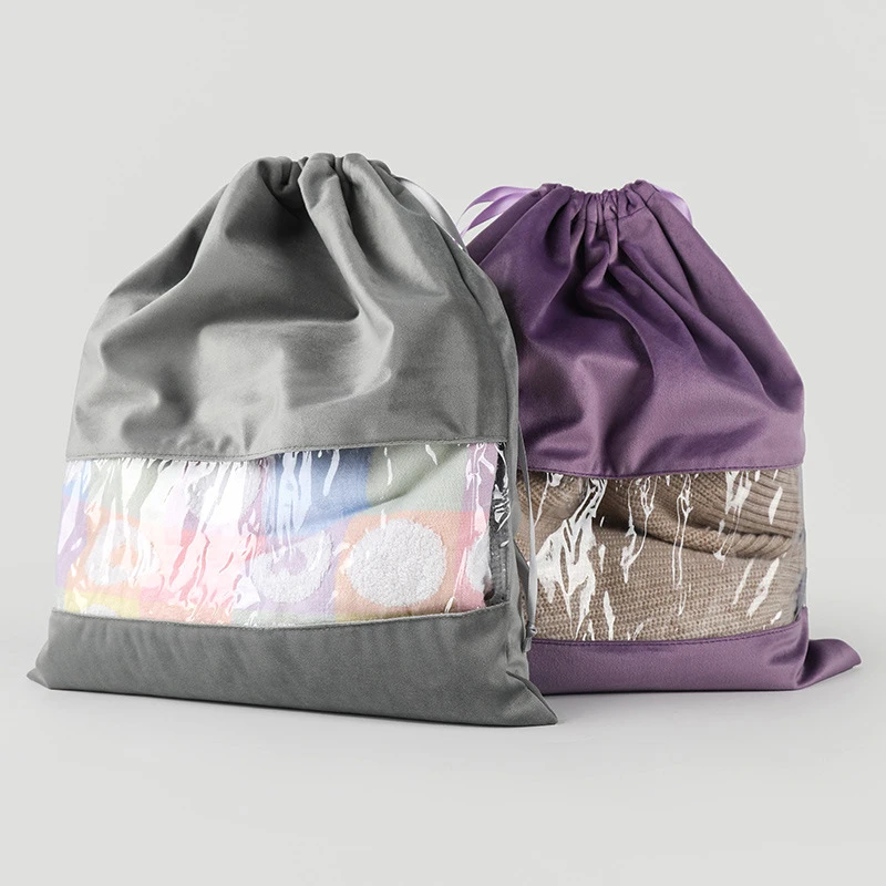 Grand sac de rangement en velours avec logo personnalisé, sac à main en daim, housse anti-poussière pour chaussures, sac à main de luxe en vrac