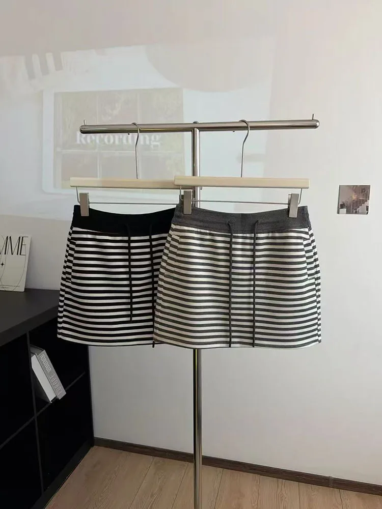 Striped Patchwork Mini Skirts for Women Y2K Summer High Waist Slim Hip Skirts Korean Simple Basic All Match Casual Skirts New