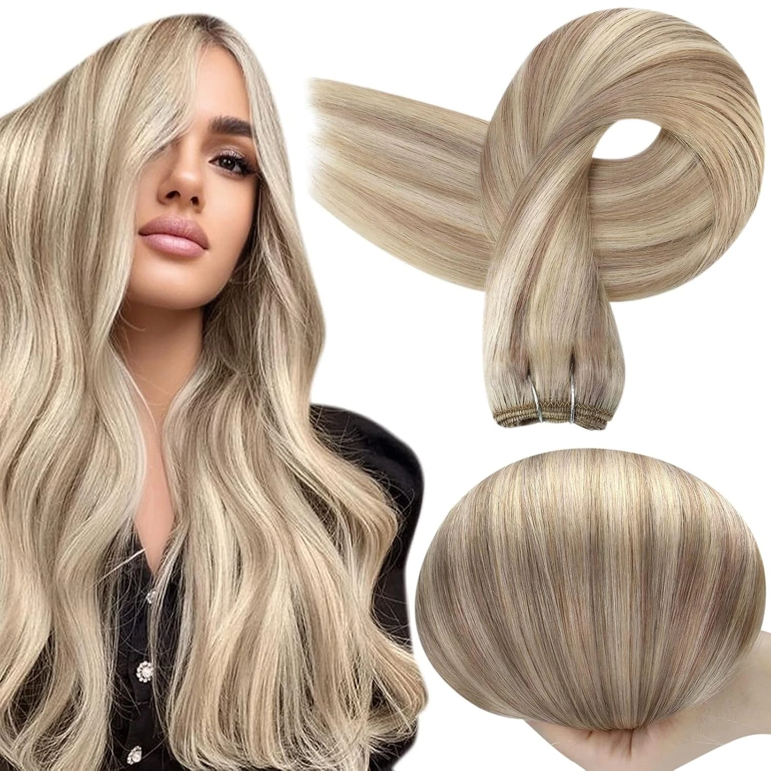 Full Shine Human Hair Weft Extensions Hair Bundles Sew in Silky Straight Remy Double Weft For Salon