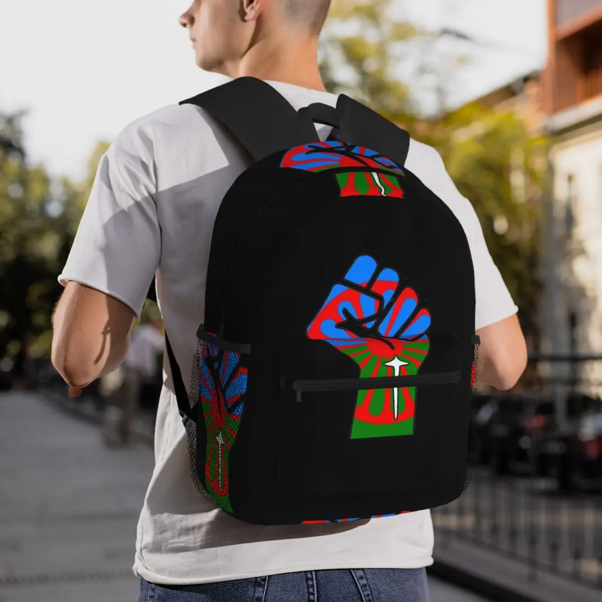 Zigeunerflagge, Romani People, Studentenrucksack, Schultasche, Wandern, Reisen, Tagesrucksack für Männer und Frauen, modische Büchertasche, Umhängetaschen