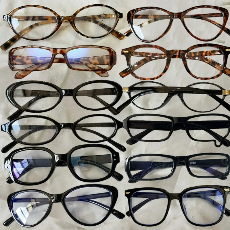 

Fashion Retro Oval Frame Eyeglasses Women Men Various Kinds Y2K Anti Blue Light Glasses Unisex Leopard Print Eyewear Frame