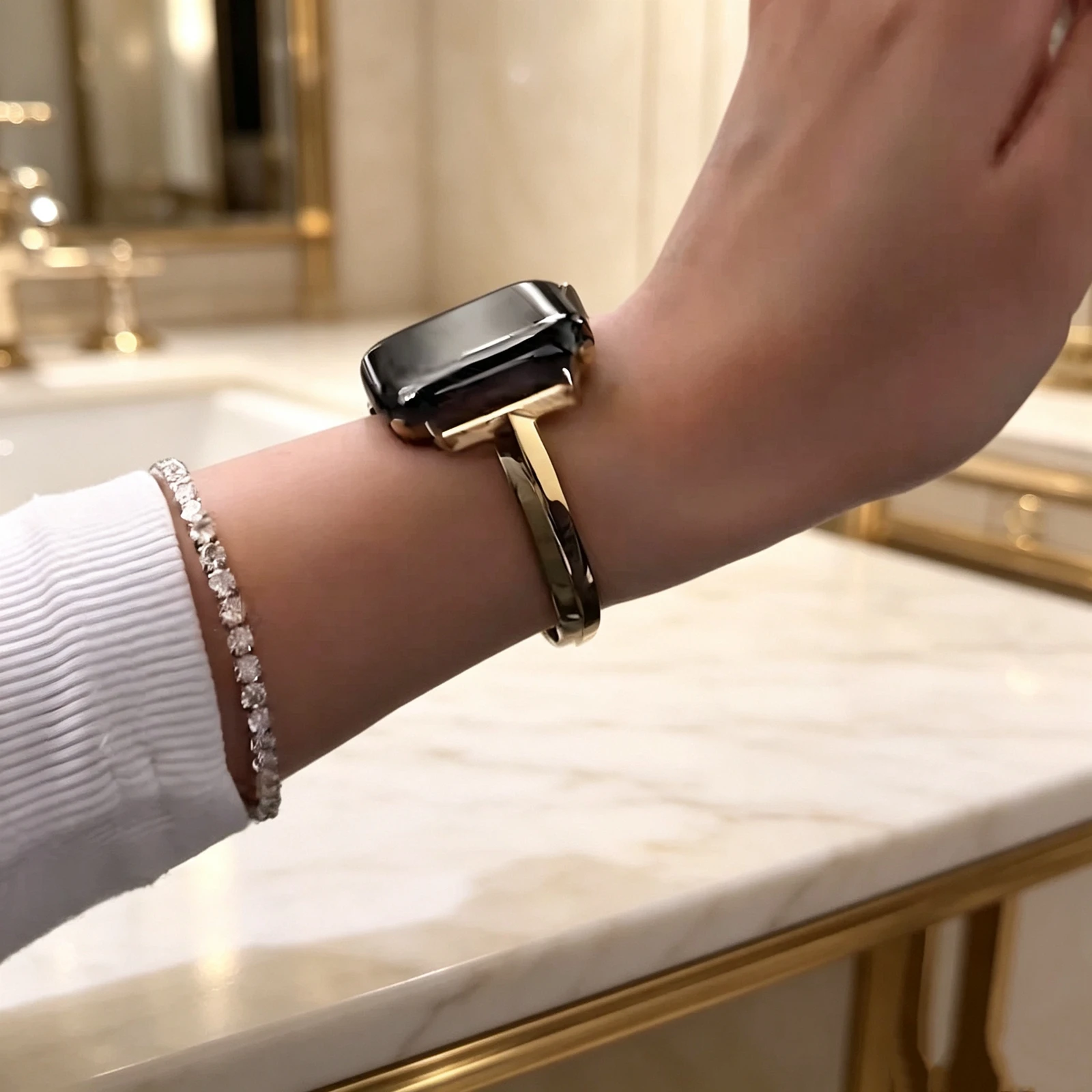 Luxuriöses Edelstahl-Armband für Apple Watch, Damen-Serie 11/8/7/6/10/9, 40mm 41mm 38mm 42mm 44mm 45mm 46mm – Detail 8