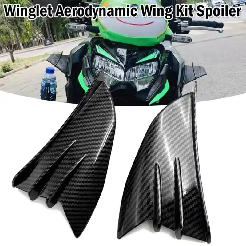 1 Pair Carbon Fiber Aerodynamic Wing ABS Material Compatible with Multiple Models Preferred for Kawasaki Honda Suzuki Yamaha BMW
