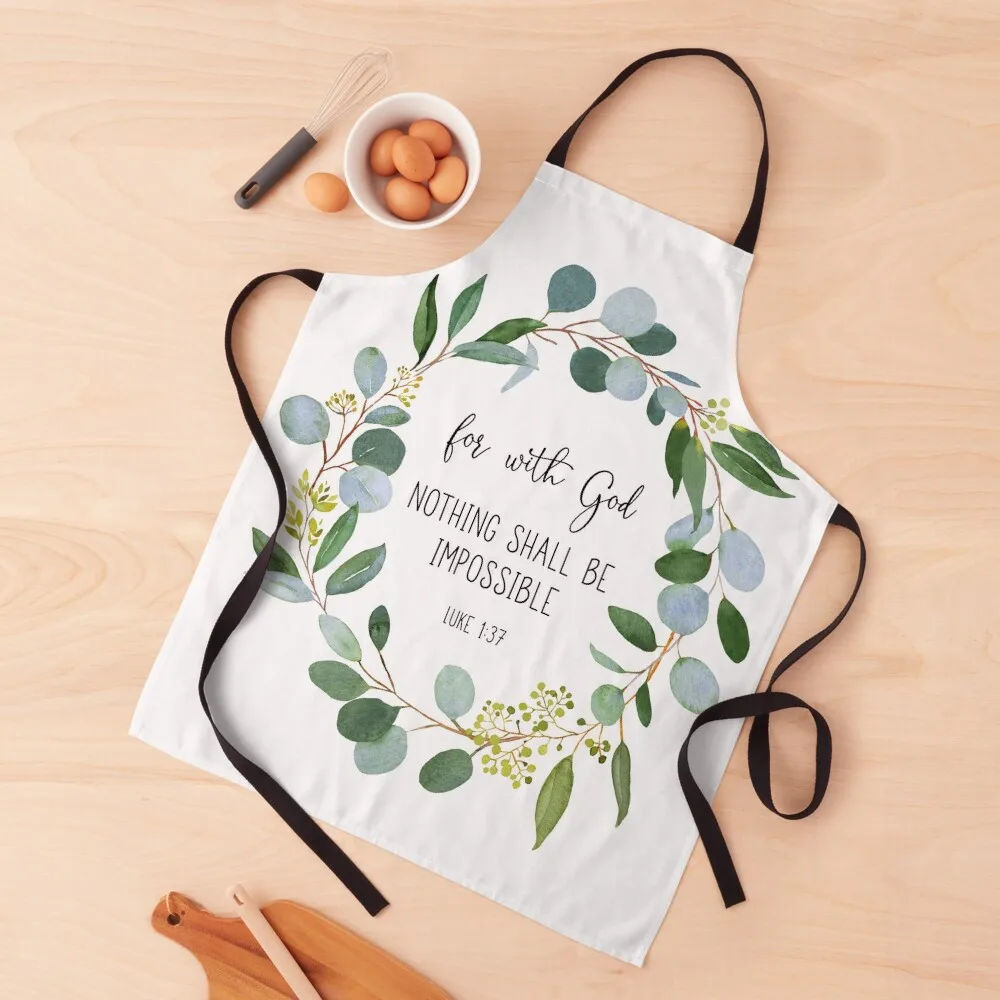 

Luke 1:37 Nothing Shall Be Impossible Apron with personal logo Kitchen on the wall Apron