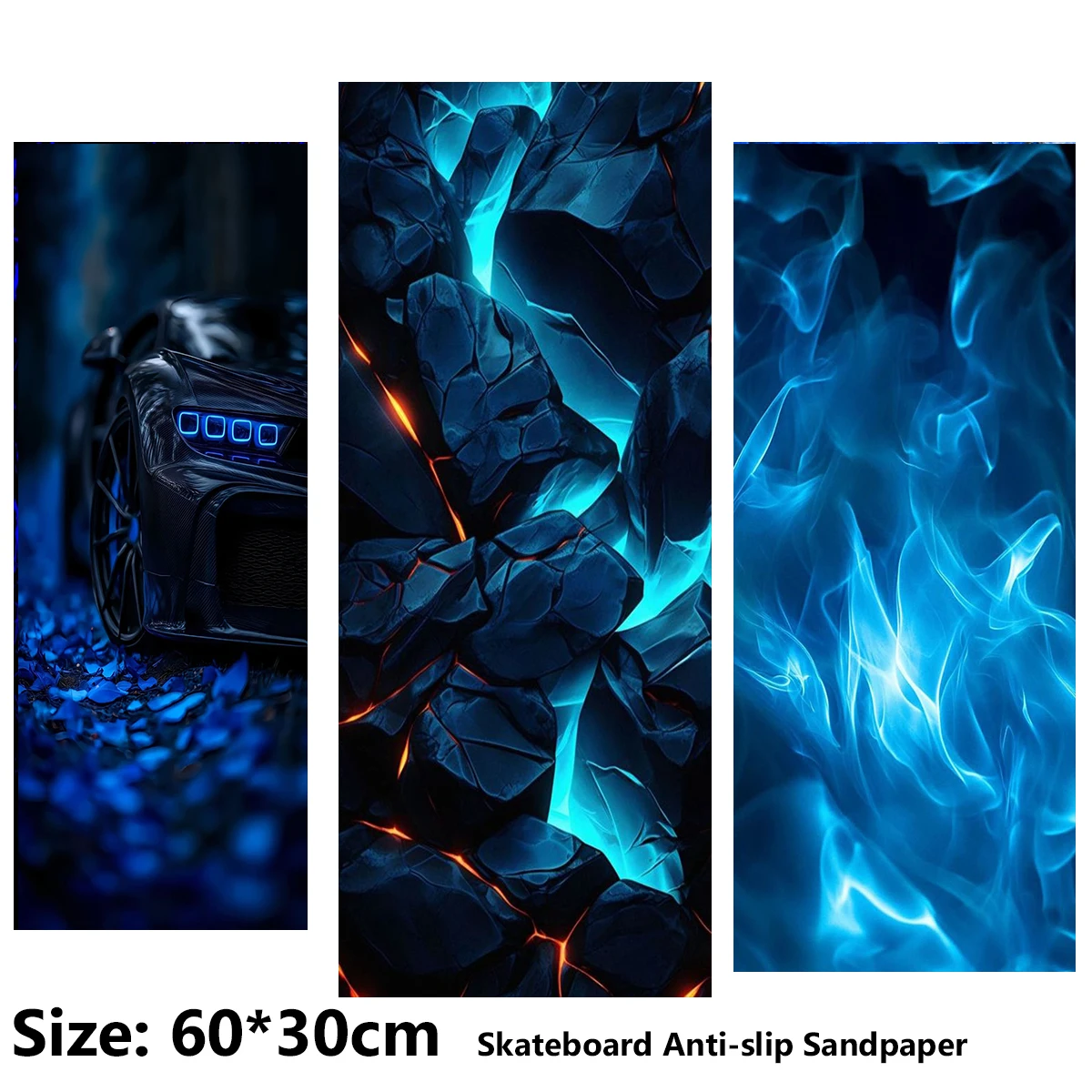 Electric Scooter Anti-slip Sticker Sandpaper Skateboard GripTape Sheet 60*30cm Ore Flame Stone Car Pattern
