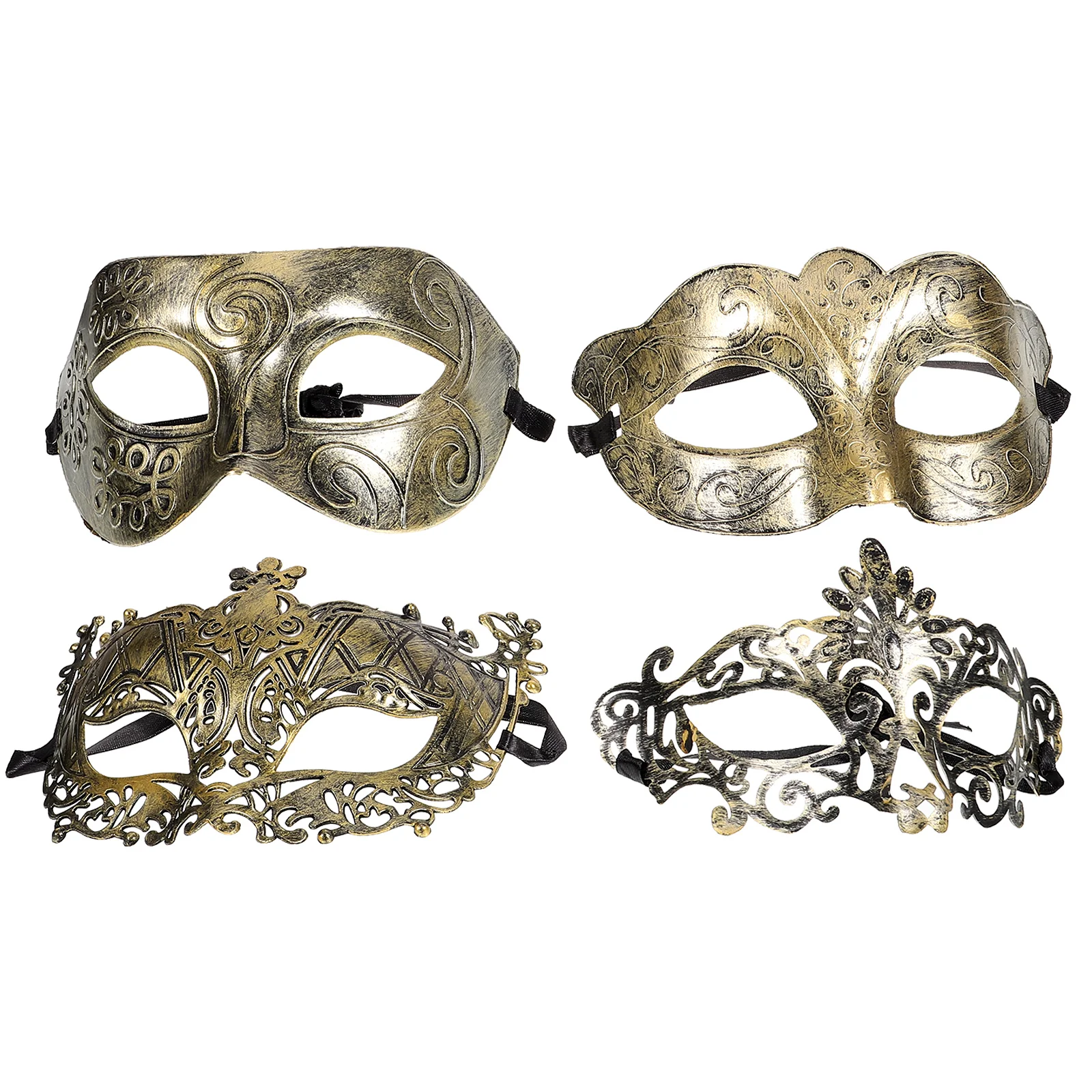 

4 Pcs Vintage Crown Masks Retro Decorative Plastic Halloween Party Cosplay Prince Fairy Princess Half Face Greek Roman