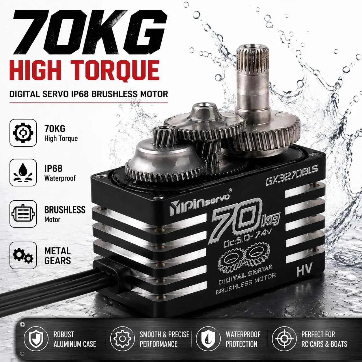 6PCS High Torque Brushless Servo Metal Gear Waterproof For 1/10 1/8 RC Crawler Car