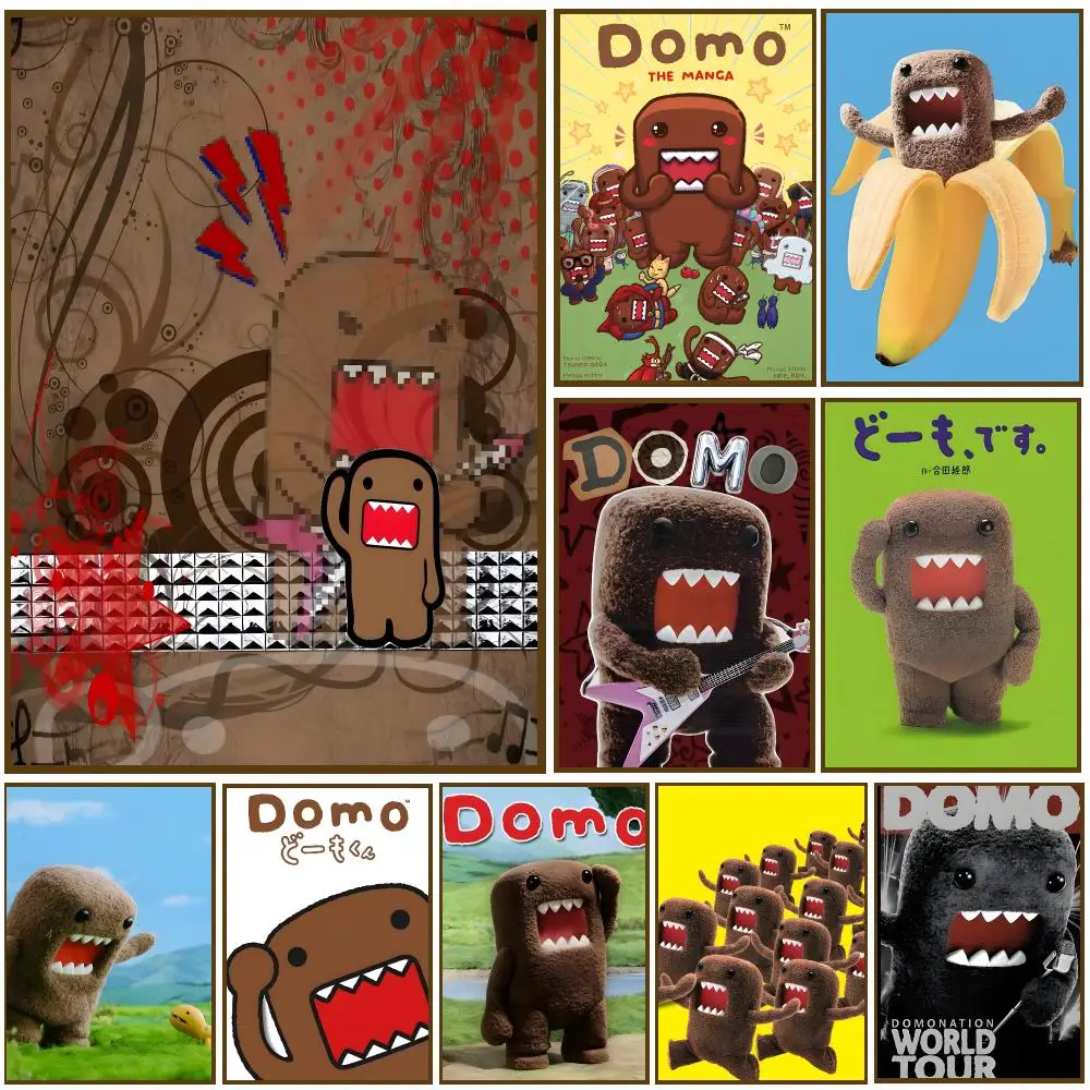 Domo-kun Cartoon Cute Japanese Poster Self-adhesive Advanced Aesthetic Printing Paper Wall Art for Living Room Home Decor