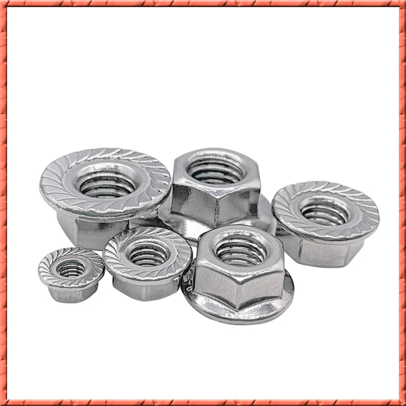 DIN6923 Stainless Steel 304/316 Flange Nut Hexagon Lock Screw With Washer Non-slip Nut M4/M5/M6/M8/M10/M12/M16/M20