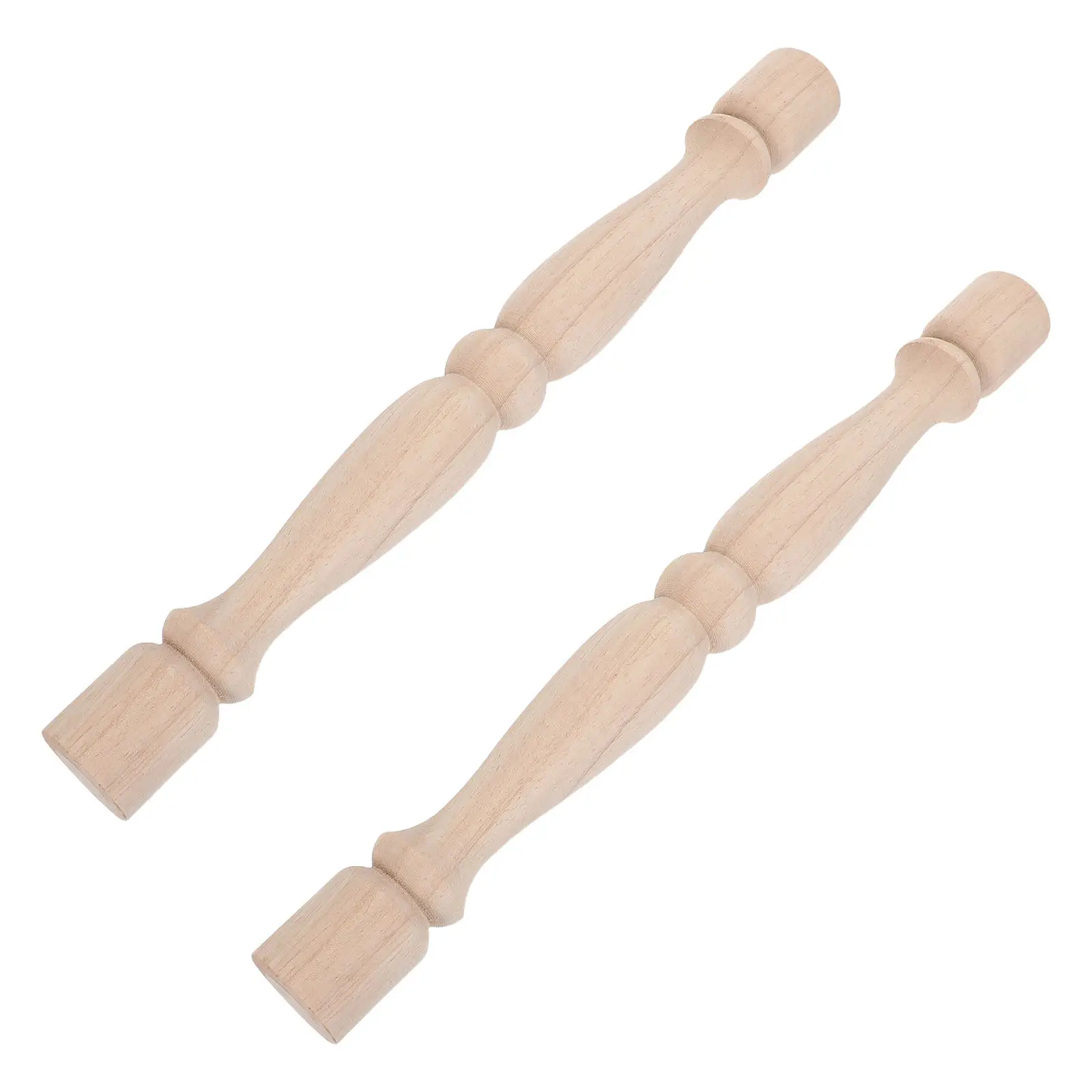 2Pcs Unpainted Wood Balusters Classic European Stair Spindles Floral Carved Posts Decorative Staircase Railing Indoor Outdoor