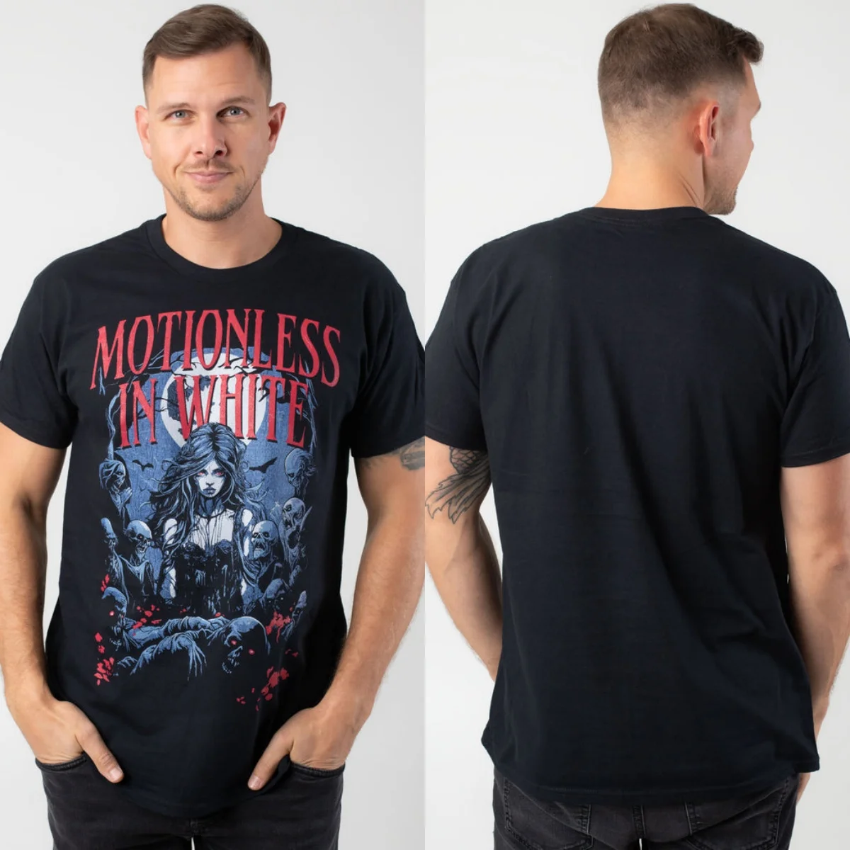 Motionless in White Grafik-Baumwoll-T-Shirt Unisex Sommer Kurzarm Mode Marken-T-Shirt Luxus Casual Vintage Tees – Detail 5