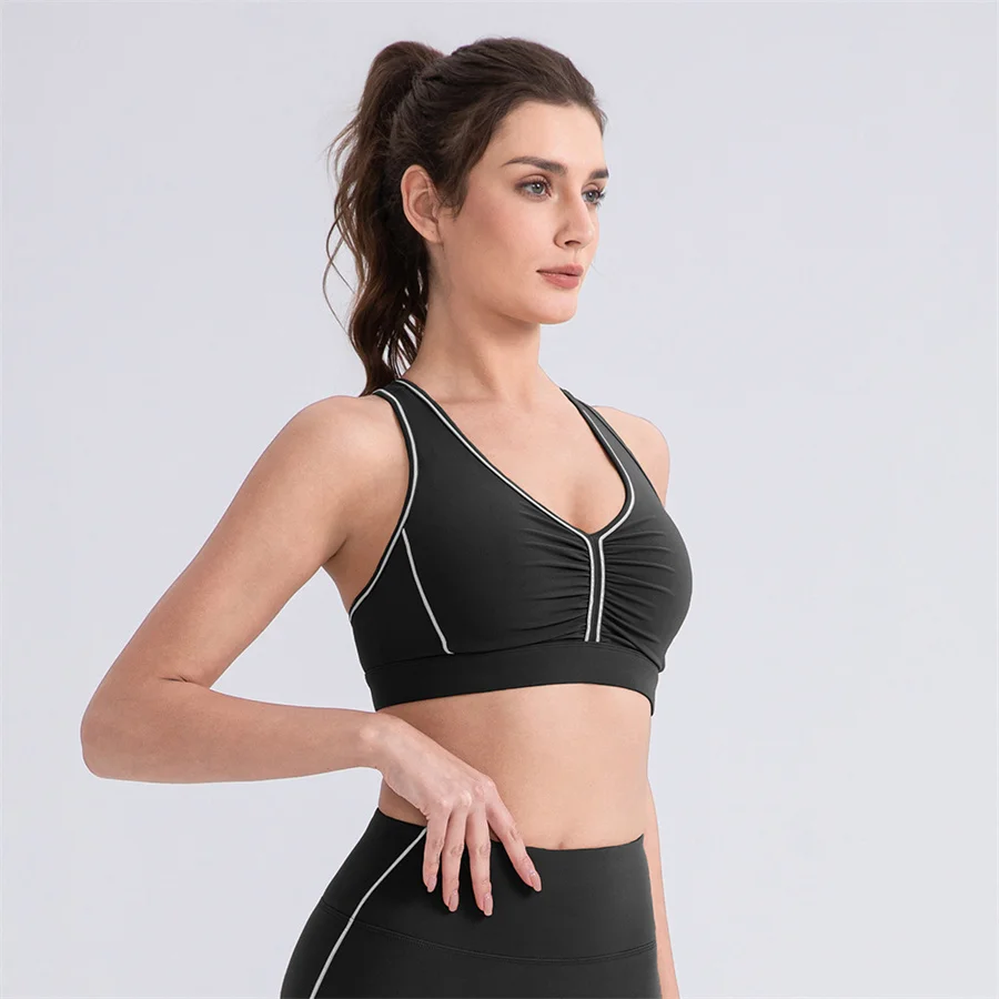 Women Yoga Bra Sleeveless Short Crop Top Vest Breathable Quick Dry Sweat Absorbing Running Gym Fitness Workout Dancing Tops