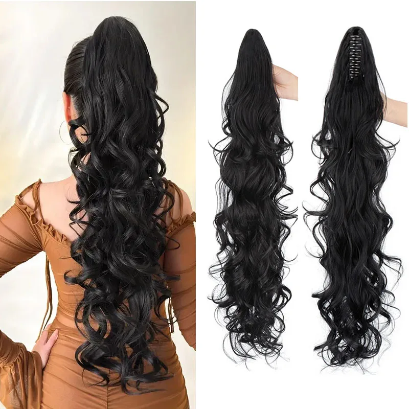 

Synthetic Curly Wavy Ponytail Hair Extensions Long Claw Claw Clip On Ponytail Hair Extensions For Women Ombre Hairpieces