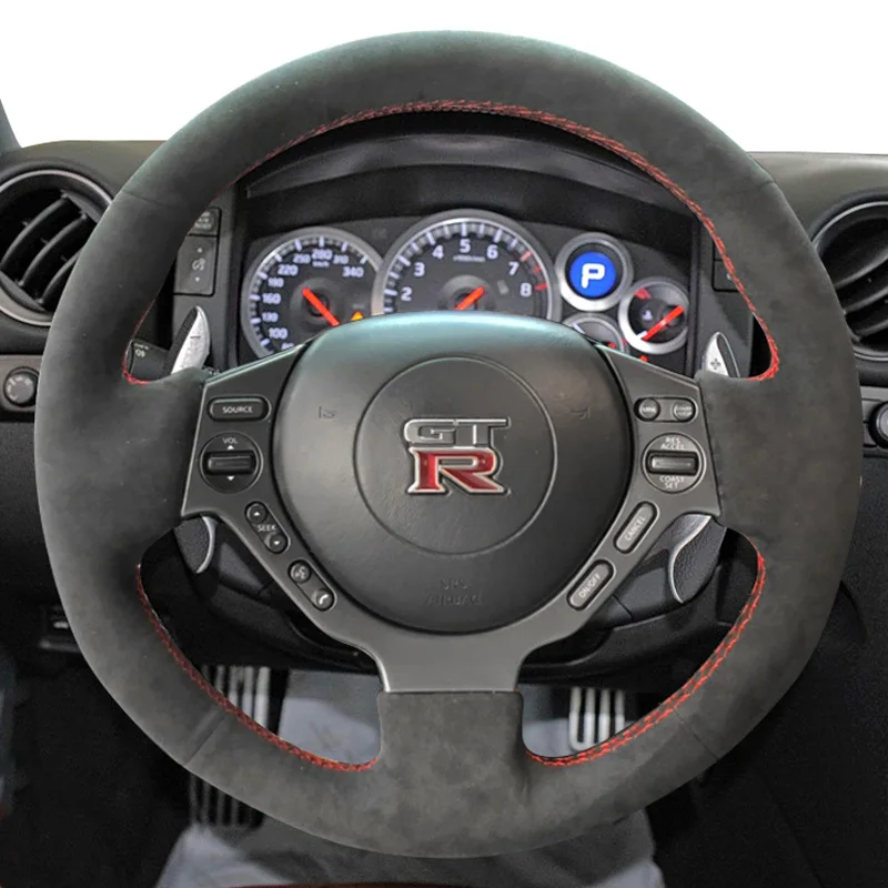 

Hand-stitched Suede Car Steering Wheel Cover for Nissan GTR GT-R R35 Nismo 2008-2016 Full Coverage Steering Wheel Accessory