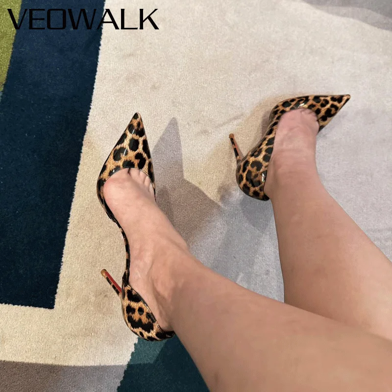 

Veowalk/Новые шикарные глянцевые женские туфли-лодочки из лакированной кожи с леопардовым принтом и острым носком на шпильке D'Orsay, элегантные туфли-лодочки без шнуровки на высоком каблуке