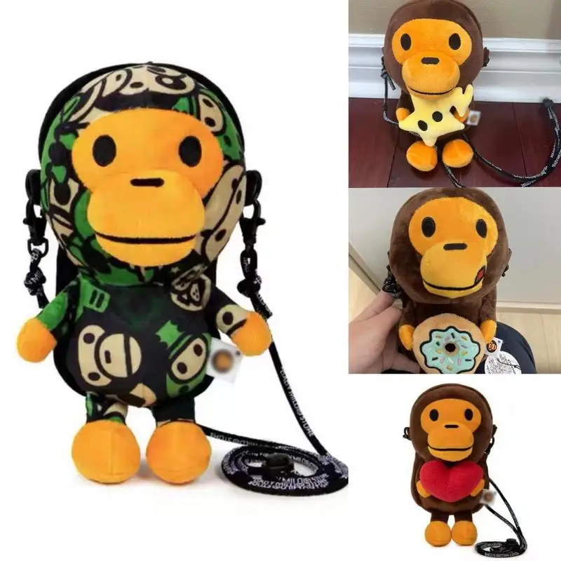 

2024 Hot Monkey Mobile Phone Bag Babymilo Phone Bag Shoulder Bag Shark Monkey Monkey Plush Doll Shoulder Bag Children's Gift