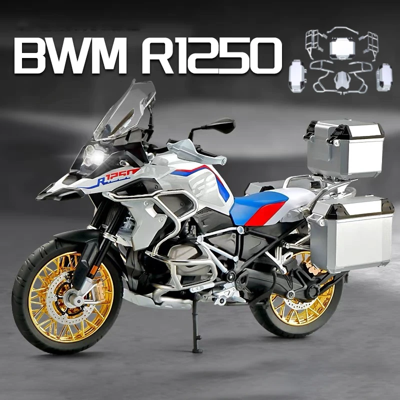 Jaune avec boîte - 1:12 BMW R1250GS ADV moto en alliage moulé sous pression modèle jouet Collection véhicule