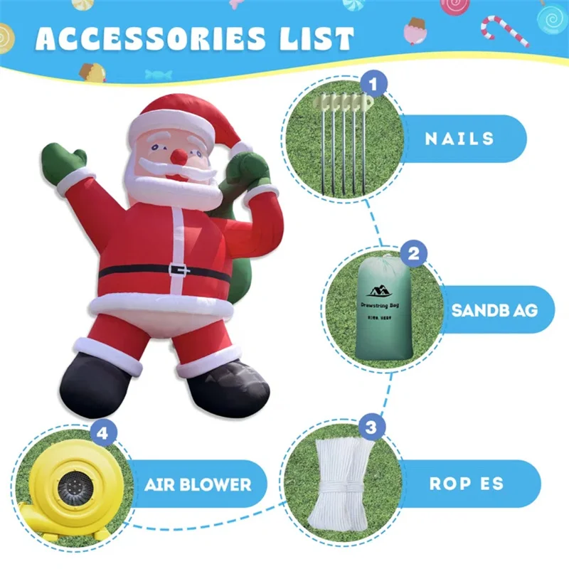 26FT Inflatable Santa Claus with 680W Air Blower for Christmas Yard Decoration