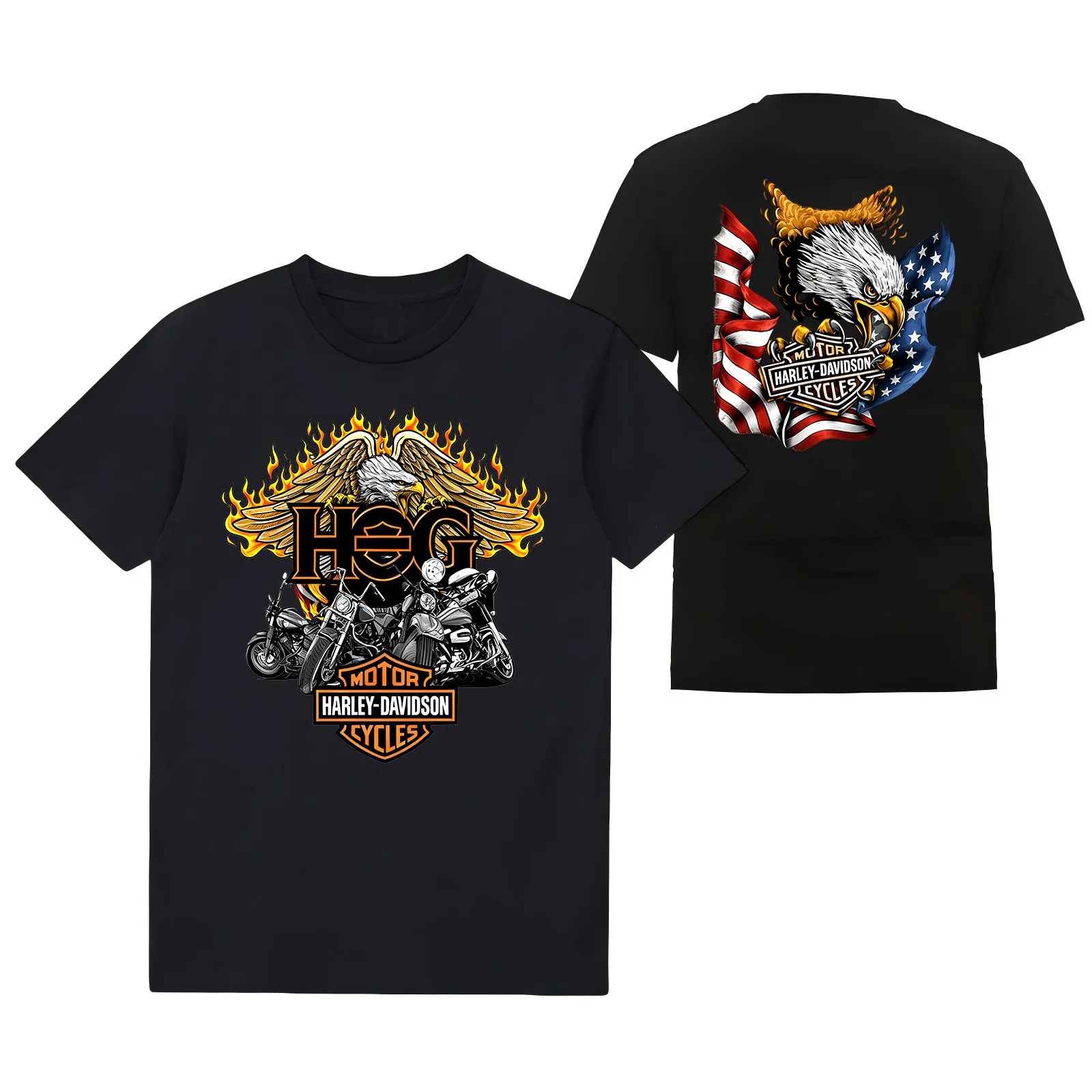 2026 Harley Davidson Sommer Herren Damen Baumwoll-T-Shirt mit Aufdruck Motorrad Atmungsaktiv Kurzarm Outdoor Sport Fitness Freizeit Oberteil