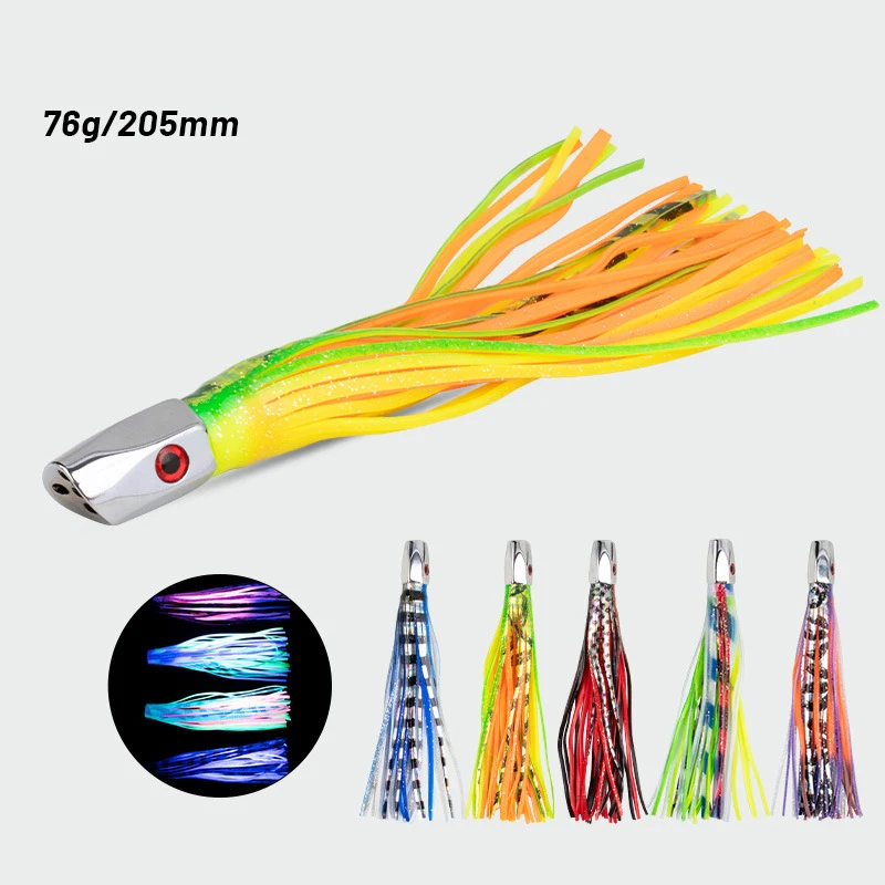 1pc 20.5cm 76g Trolling Lure Bait Copper Head Octopus Squid Skirt Bait Big Game Drag Fishing Marlin Tuna Pesca Hard Bait