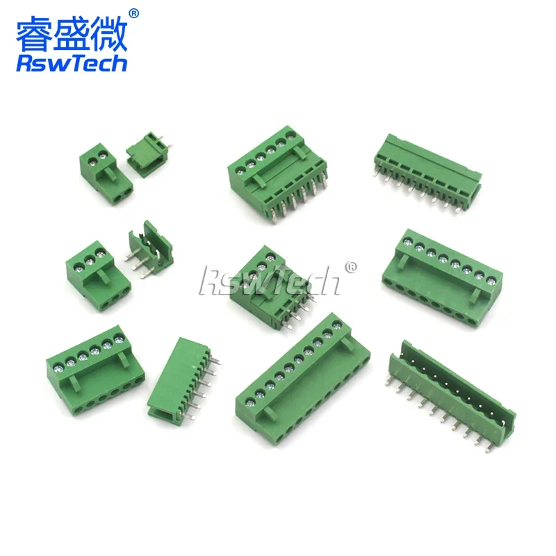 HT3.96 2-10Pin 3.96mm Pitch Straight /Curved Needle Terminal Blocks connector kits Pin Plug + Pin Socket 3/4/5/6/7/8/9