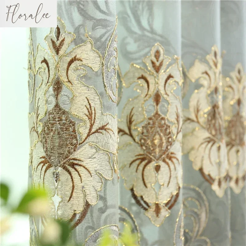 Luxury Embroidery Hollow Curtains for Living Room High-End Custom Heat Insulation Window Drapes for Bedroom Elegant Home Decor