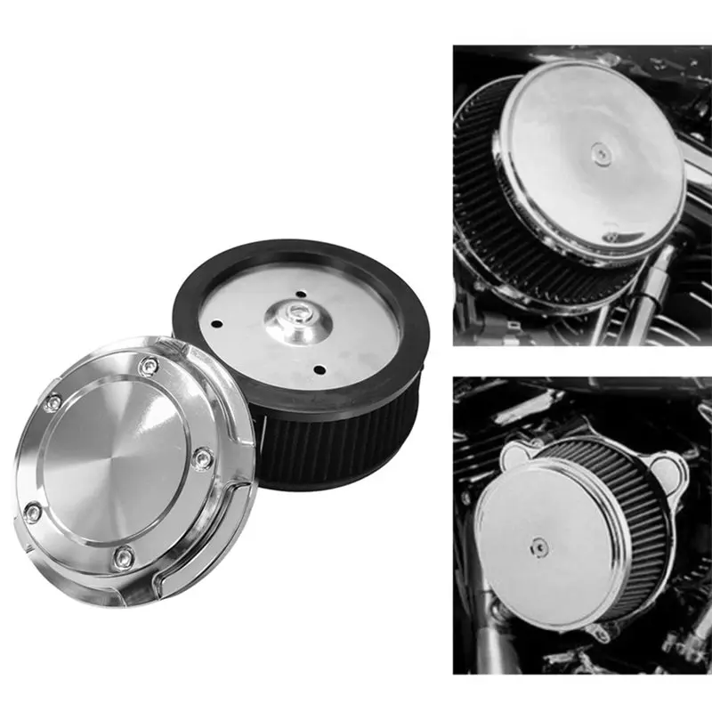 Air Filter& Cove Chrome Air Cleaner Black For Touring Softail Fat Boy FLSTN Dyna 1999-2017 Motorcycle-N25R