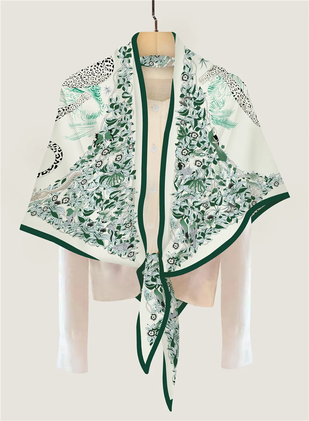 POBING 30 % Seide, 70 % Kaschmir-Schal für Damen, handgerollt, modischer Druck, Dreieckstücher, Wraps, Bandana, große Hijabs, weiblicher Foulard – Detail 8