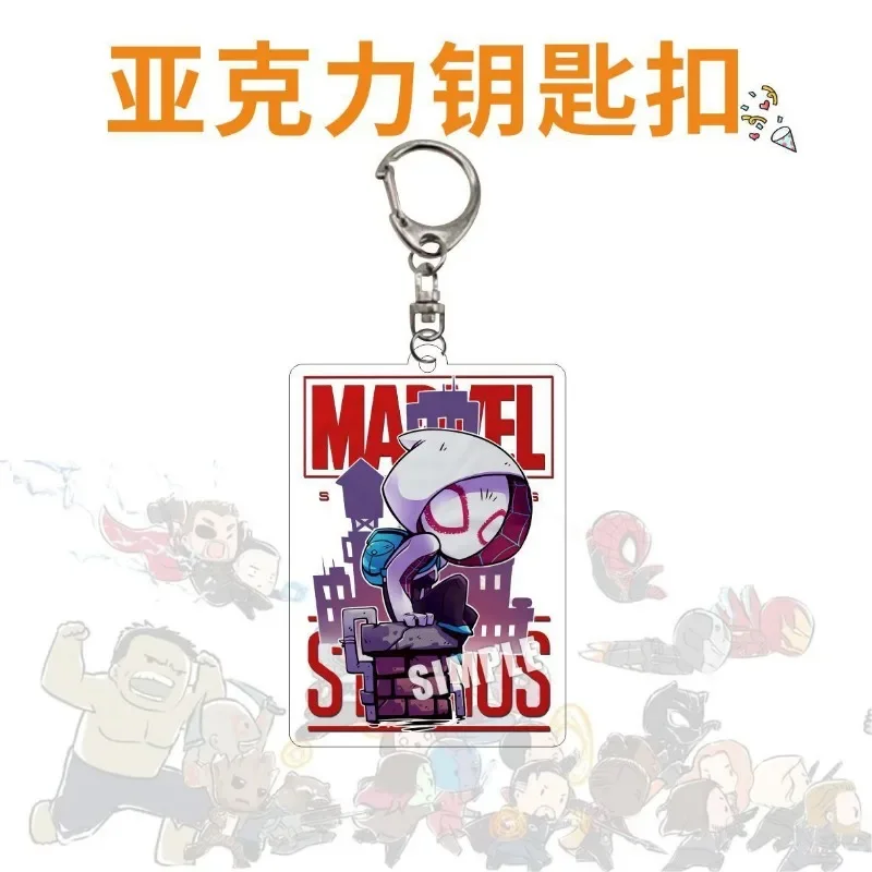 The Avengers Anime Iron Man Cartoon Pendant Spiderman Acrylic Keychain Venom Incredible Hulk Captain America Holiday Gift