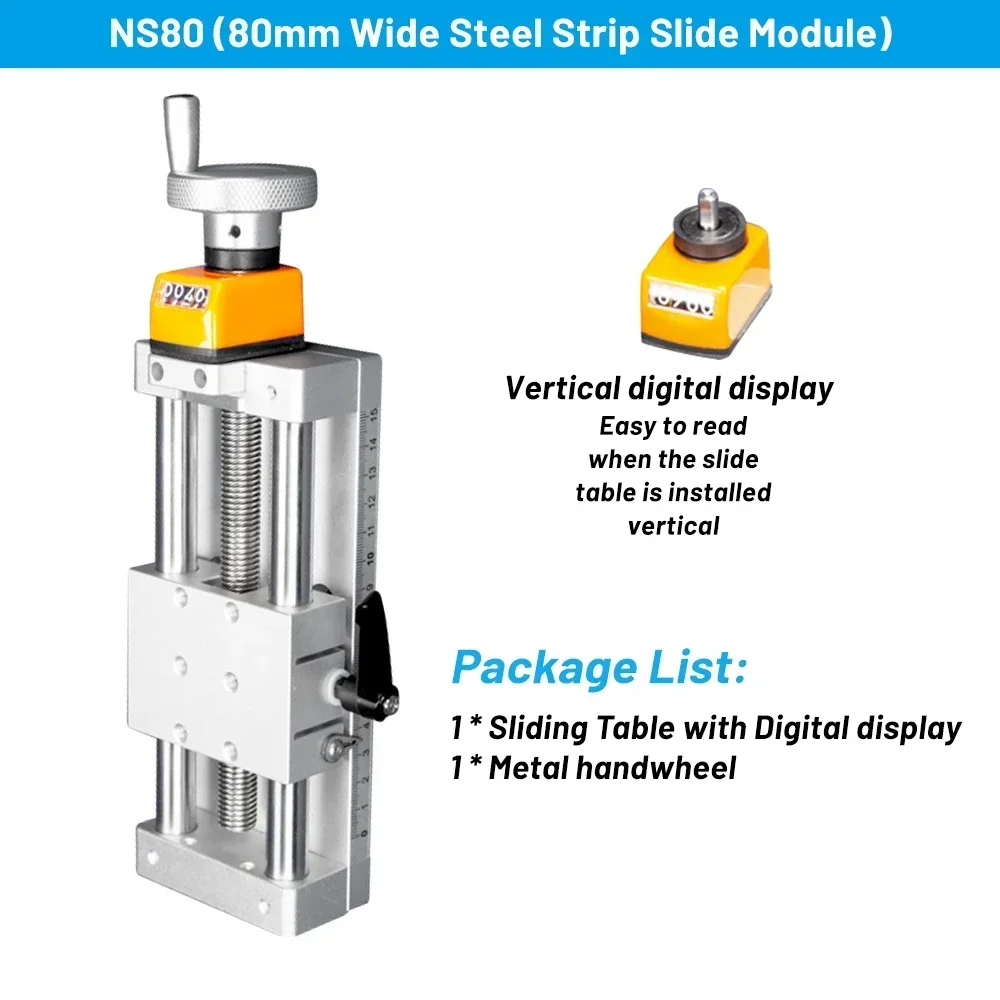 Digital Display Steel Strip Sliding Table Linear Rail Stage Module T-type Manual Linear Actuator Screw Module XYZ Axis 80mm Wide