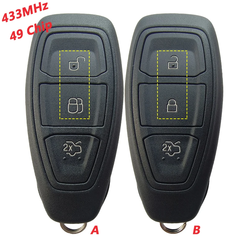 

AK018056 Original PN F1ET15K601AE For Ford Focus C-Max Kuga Fiesta 2016+ Smart Key 3 Button 433MHz 49 Chip FCC ID KR5876268