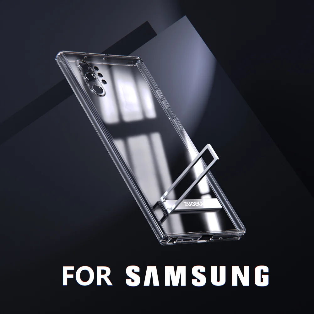 Luxury Transparent Holder Stand Shockproof Clear Case For Samsung Galaxy Note10 Plus Note10Plus Note 20 10 9 8 Soft Back Cover