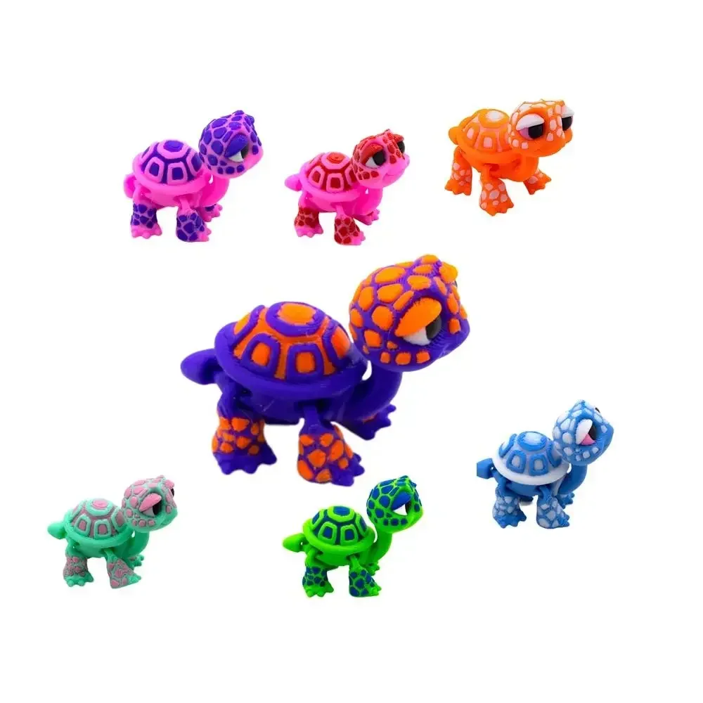 Plastic 3D Printed Turtle Model Cartoon Exquisite Stress Relieving Toys Movable Joints Desktop Decorations Holiday Gifts