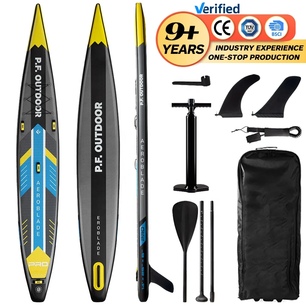 Newly Designed Standing up Racing Water Sports Surfboard Sup-board Racing Inflatable Paddle Board 14ft Race sup Board