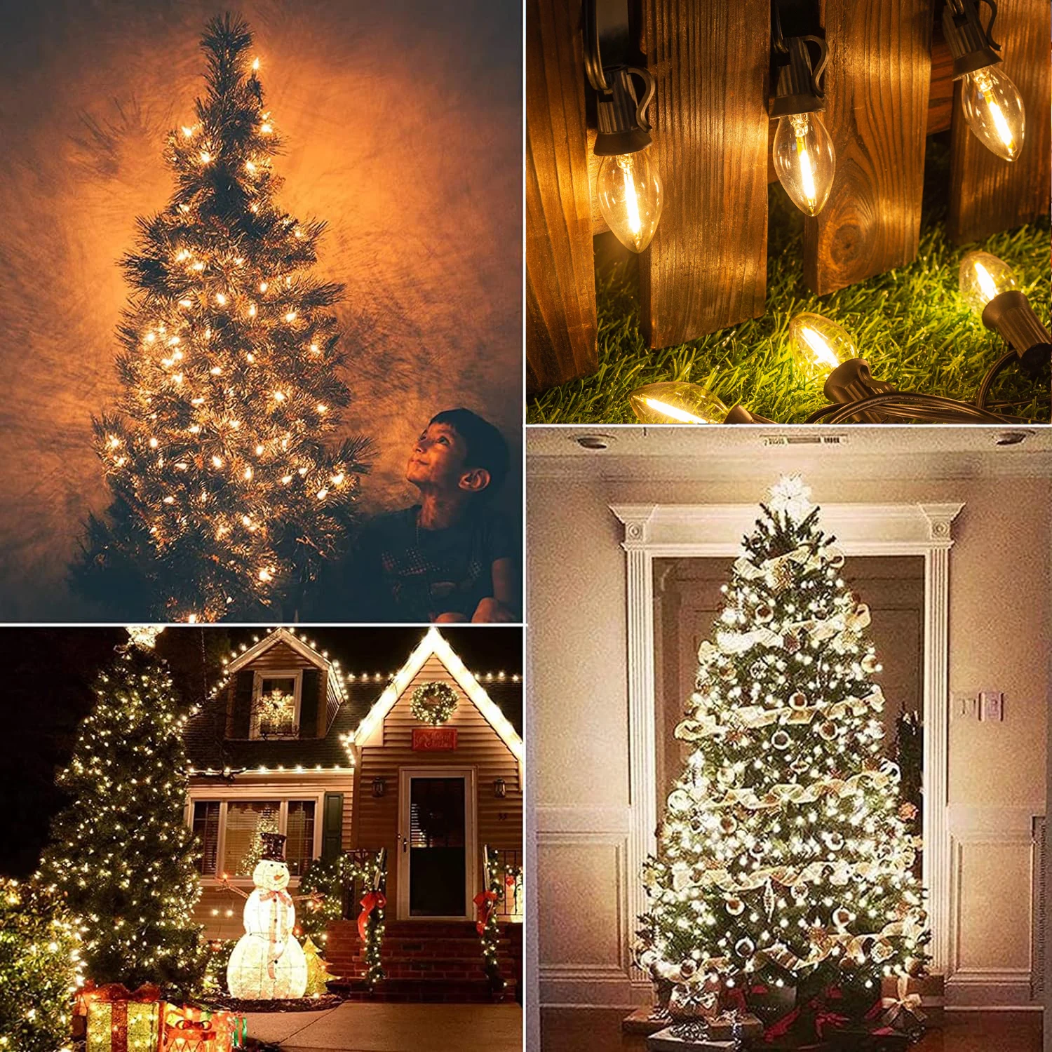 C7 Outdoor Led Lights Garlands EU US String Light 110V 220V Waterproof Connectable Vintage Garden Christmas New Year Decoration