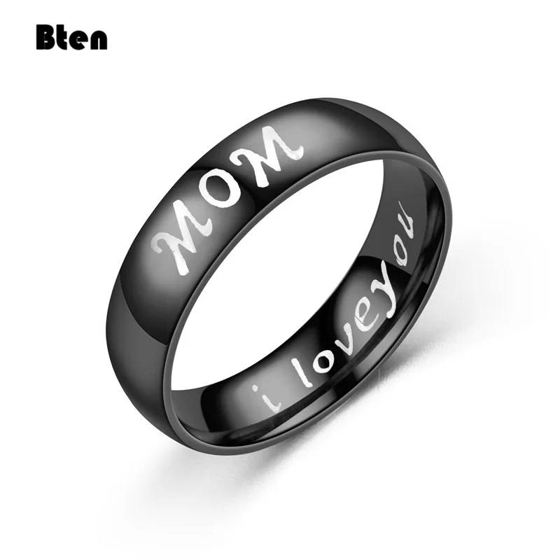 Bten New Arrive Stainless Steel DAD MOM Ring Engraved Love You Dad Mens Ring Jewelry Best Gift For Father Father's Day Present