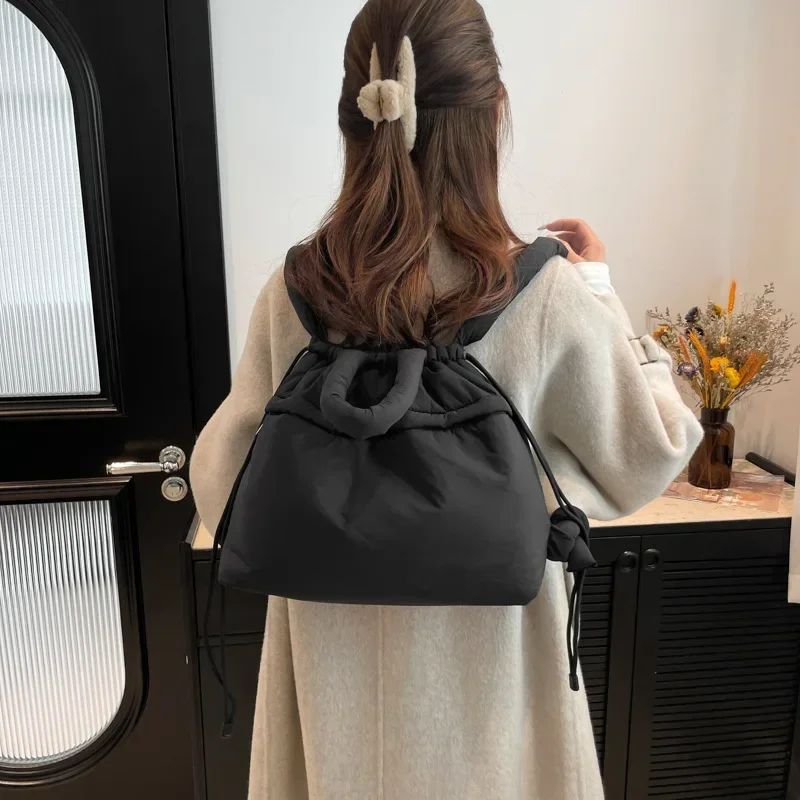 2024 New Trendy Fashion Versatile Shoulder Bag Cotton-filled Soft and Lightweight Drawstring Pleated Crossbody Backpack