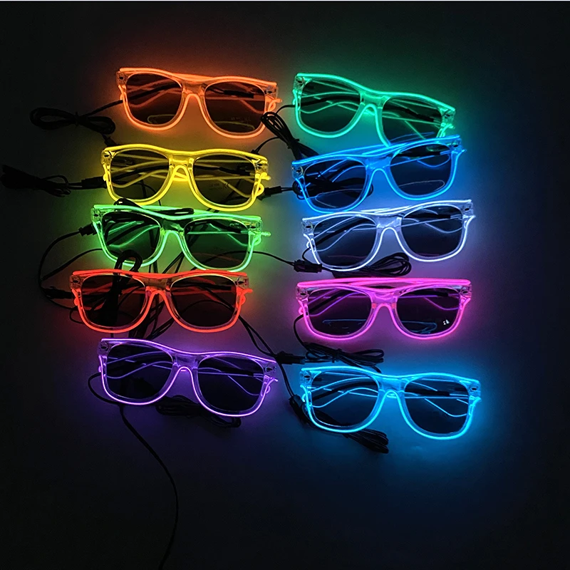 Gafas LED Luminosas, Gafas de Neón para Fiesta, Gafas Brillantes con Cable EL, Regalo Novedoso para Adultos, Suministros de Luz Brillante