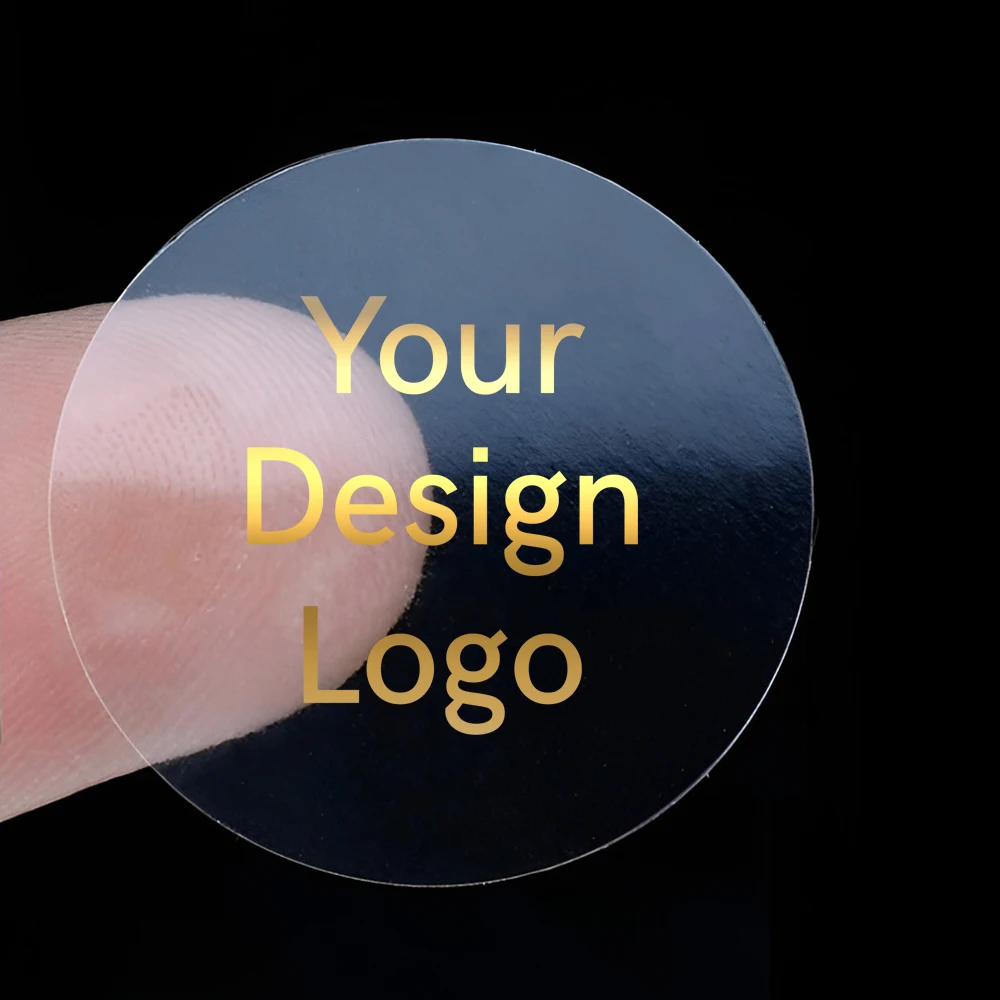 

50PCS Personalized Gold Foil Silver Foil Stickers Round Transparent Background Stickers Custom Logo Stickers Custom Text Sticker