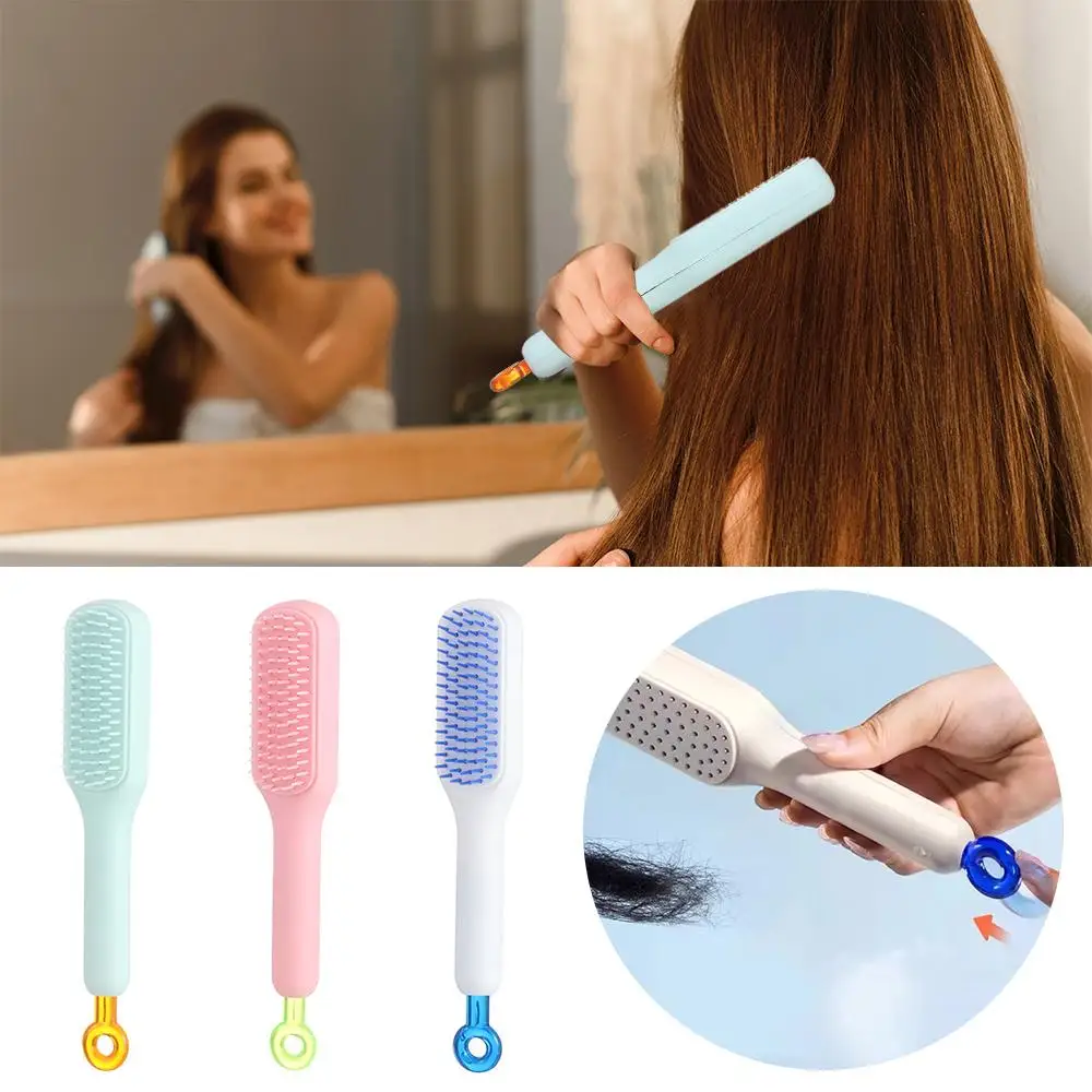 New ABS Self Cleaning Hair Comb Anti-static Self Cleaning Hairdressing Hair Comb Smoothing Magic Retractable Comb