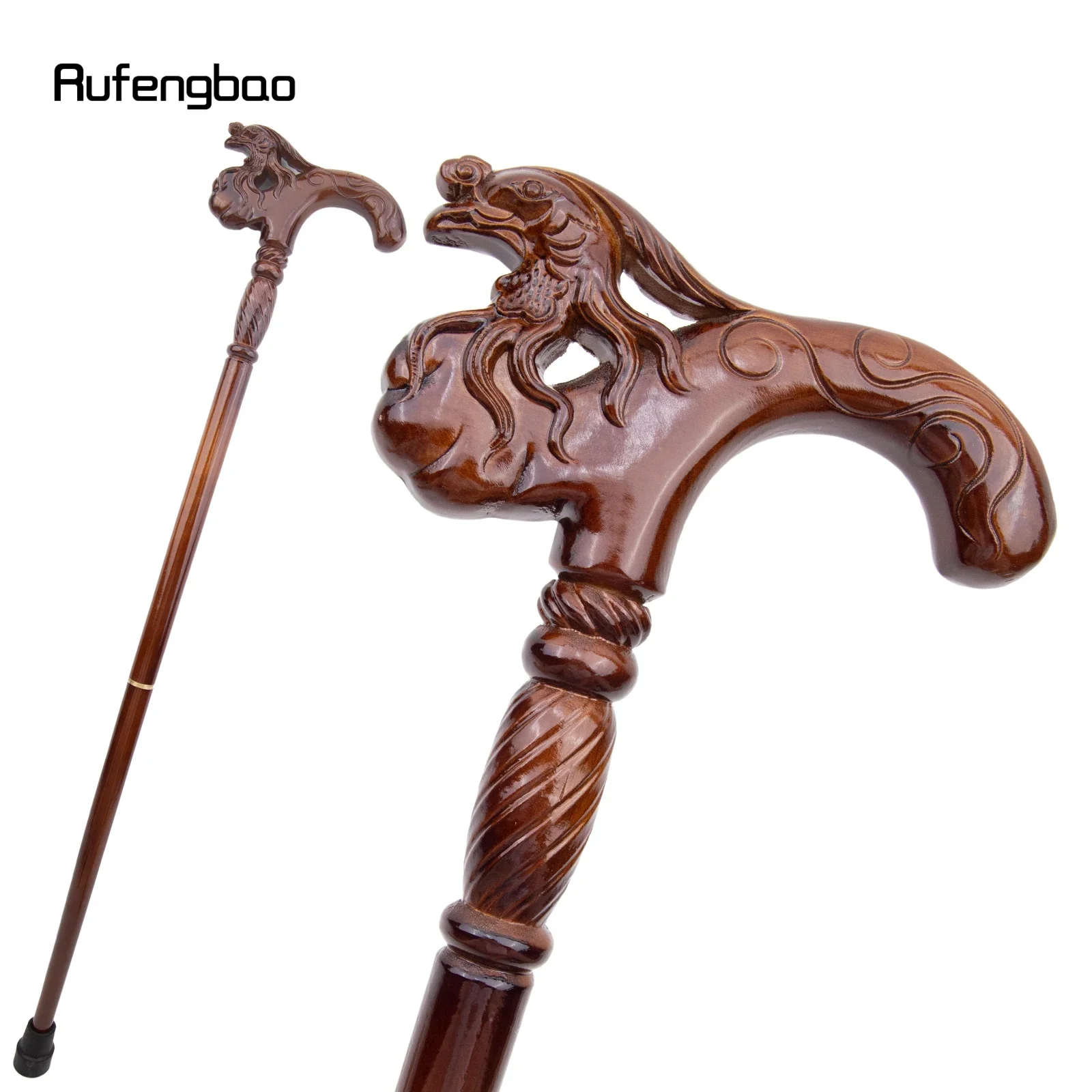 Peacock Brown Wooden Fashion Stick Cospaly Party Wood Walking Cane Halloween Mace Wand Crosier 92cm Performance Stage Cane