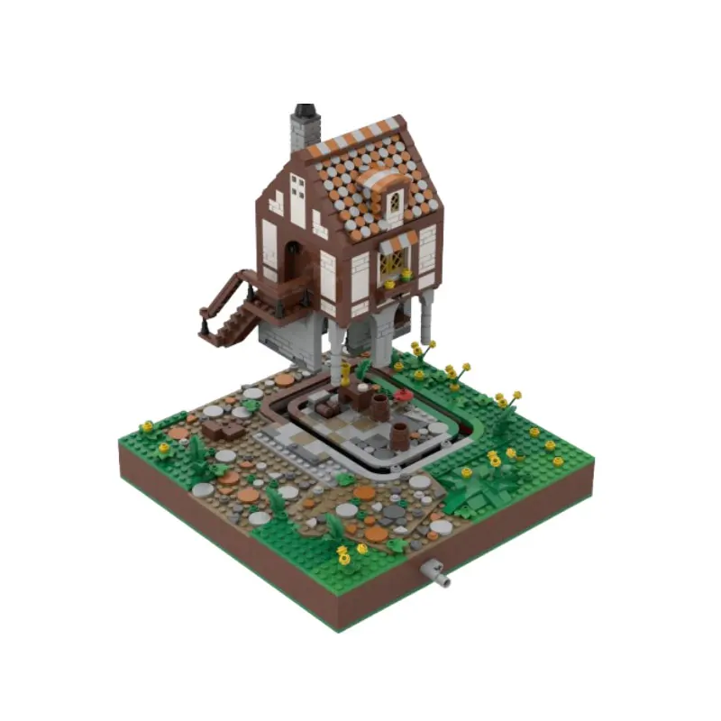 

In-stock new product: MOC 1525-piece creative medieval village house building blocks set, an educational toy model gift set and