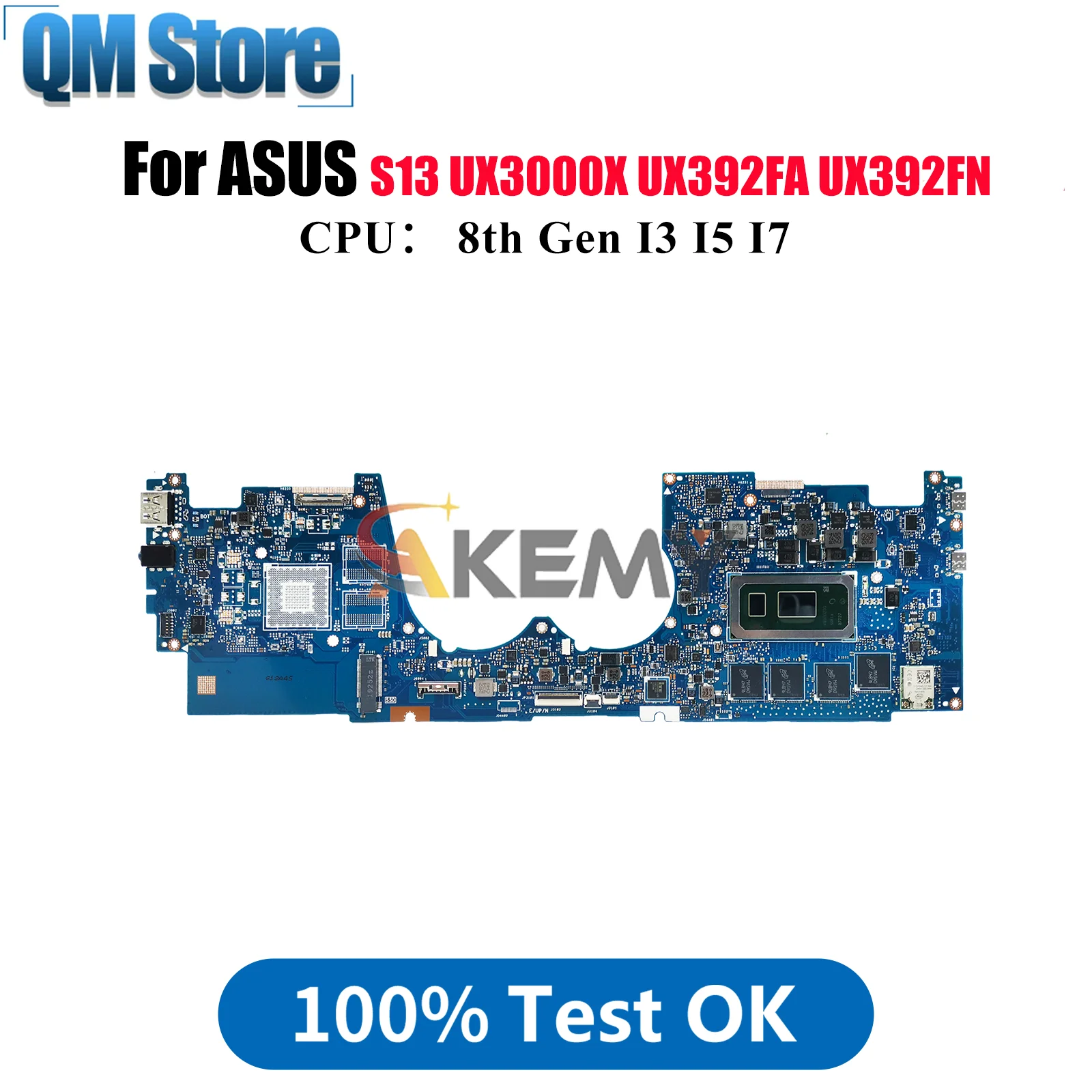 

UX392FA Laptop Motherboard For ASUS ZenBook UX392F S13 UX3000X UX392FA UX392FN Mainboard W/ I3 I5 I7 CPU 100% tests OK fast ship