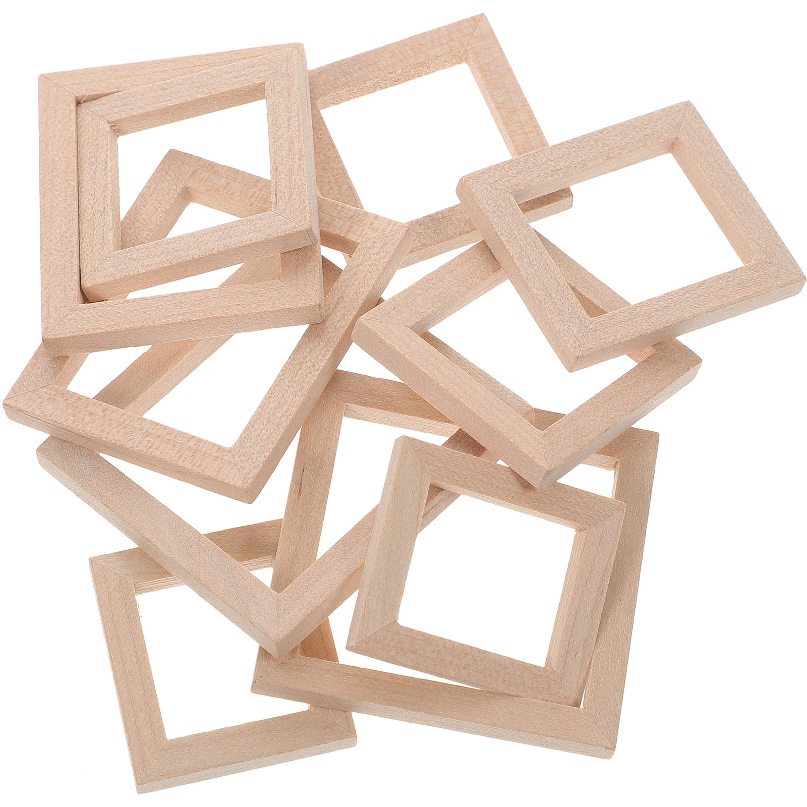 Accesorios de diseño de Mini Casa, marco de madera maciza, Marcos sin terminar, casa de muñecas, 10 piezas